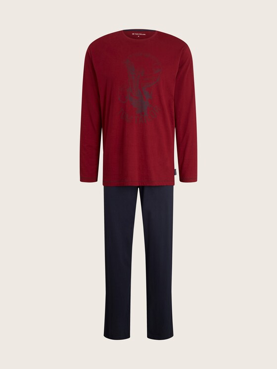 Langes Pyjama Set mit Print - Männer - red-dark-solid Langes Pyjama Set mit Print - Männer - red-dark-solid - 7 - TOM TAILOR