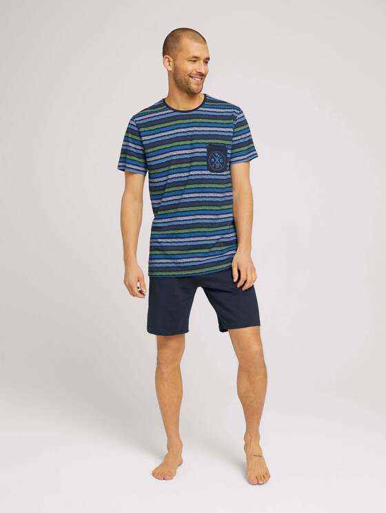 Gestreiftes Pyjama-Set mit Shorts - Männer - blue-dark-allover Gestreiftes Pyjama-Set mit Shorts - Männer - blue-dark-allover - 1 - TOM TAILOR