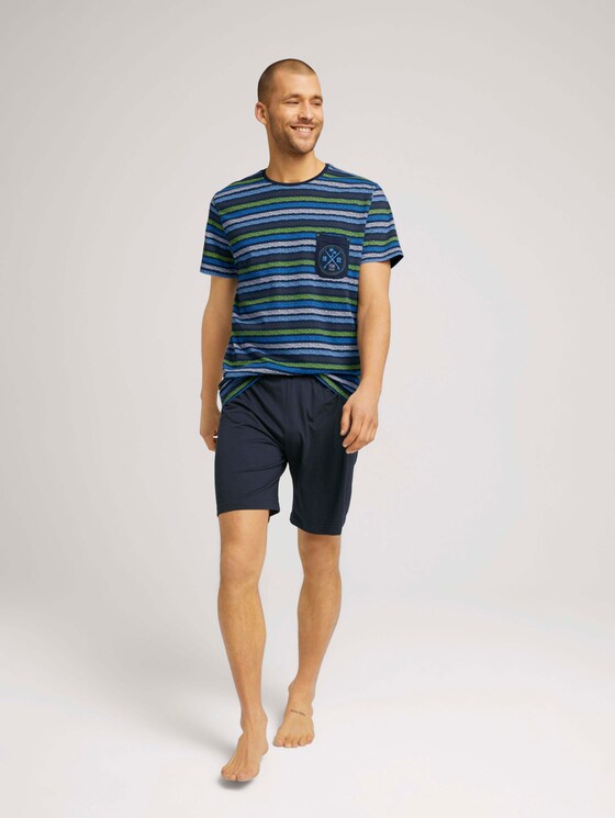 Gestreiftes Pyjama-Set mit Shorts - Männer - blue-dark-allover Gestreiftes Pyjama-Set mit Shorts - Männer - blue-dark-allover - 3 - TOM TAILOR
