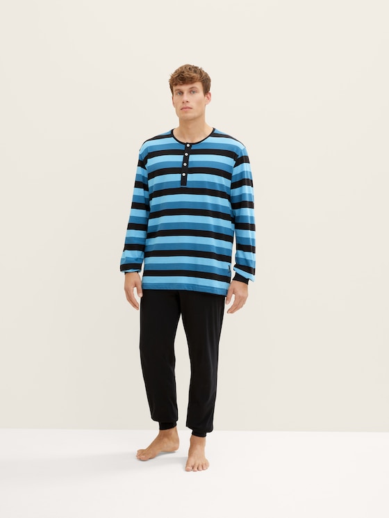 Pyjama set with a striped top by Men, blue stripe