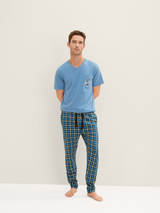 Checked pyjama trousers by Men, blue-medium-check