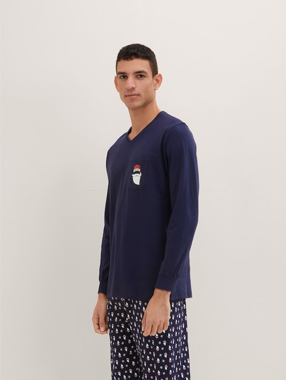 Pyjama met kerstmotief door Men, blue-dark-allover