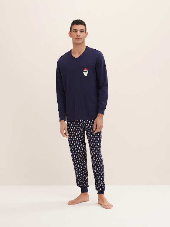 Pyjamas with a Christmas motif by Men, blue-dark-allover