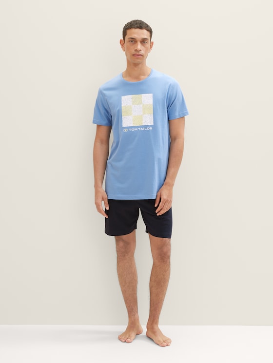 Korte pyjama met print door Men, blue-light-solid