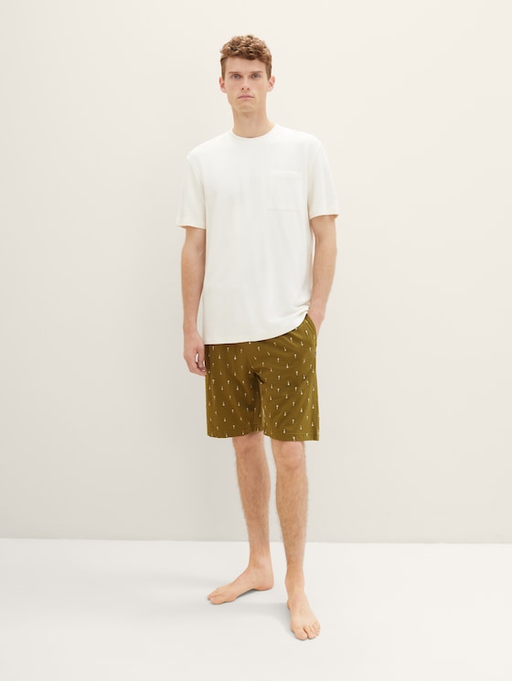 Bermudas with a drawstring by Men, green-medium-allover