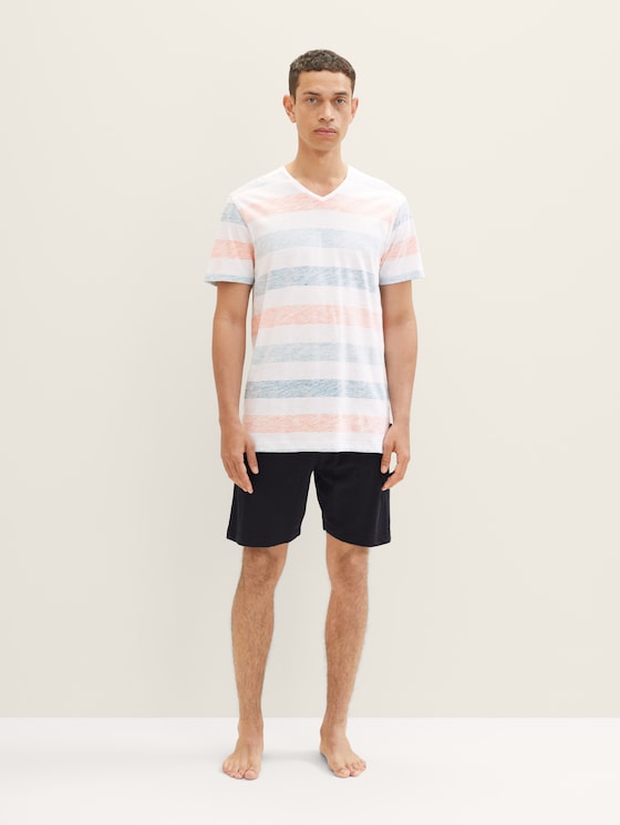 Gestreepte korte pyjama door Men, white-medium-horizontal stripe