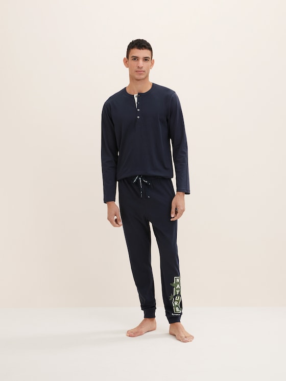 Pyjama met logo-opdruk door Men, blue-dark-solid