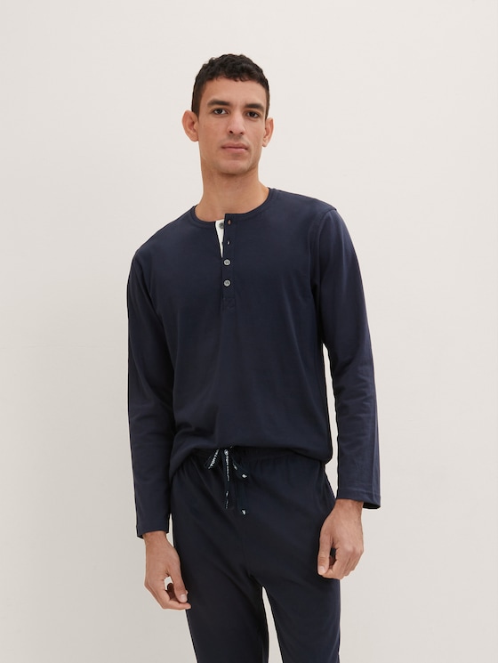 Pyjamas with a logo print by Men, blue-dark-solid