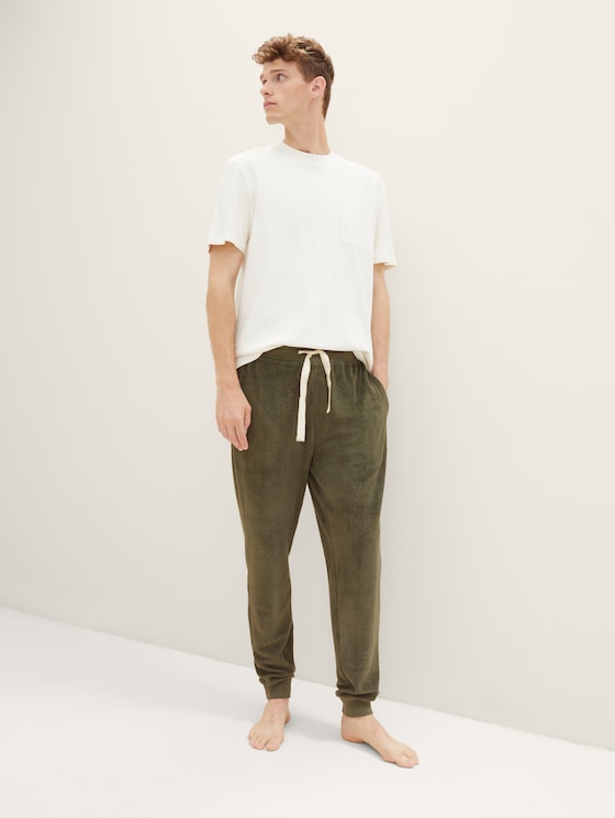 Pyjama bottoms by Men, green-medium-solid