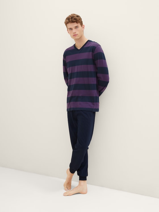 Striped pyjamas by Men, lila-dunkel-Ringel
