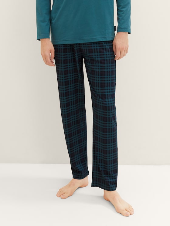 Pyjama mit Karomuster von Men, dark green uni