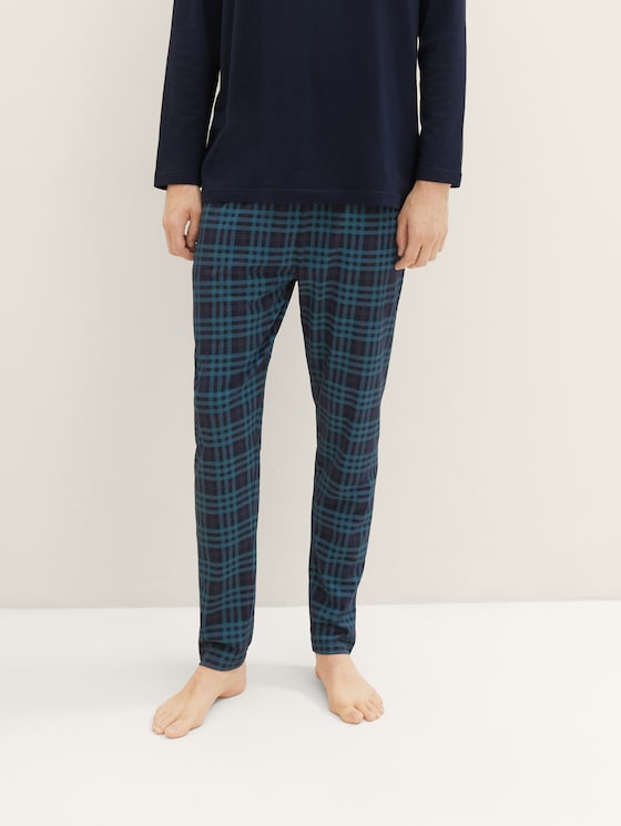 Pyjamahose mit Karomuster von Men, dark green uni