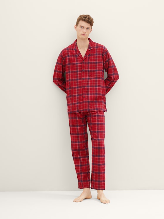Pyjamas in a checked pattern by Men, red-medium-check