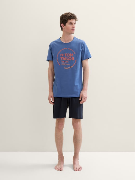 Pyjama-Set aus Baumwolle mit logo-Print von Men, blue-medium-solid