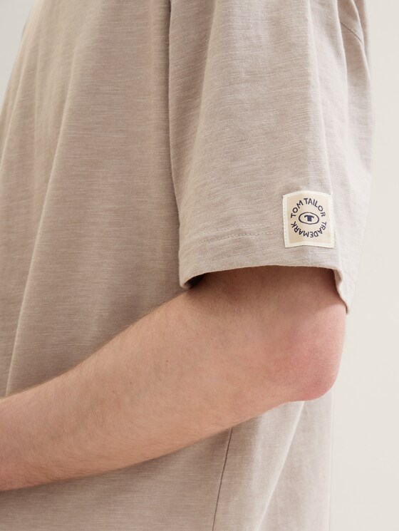 Cotton T-shirt in a melange look by Men, grey-medium-melange