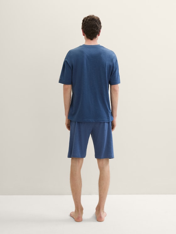 Cotton Bermuda shorts in a melange look by Men, blue-dark-solid