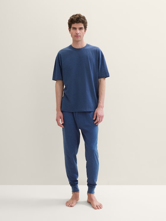 Pyjama-Hose in Melange-Optik von Men, blue-dark-solid