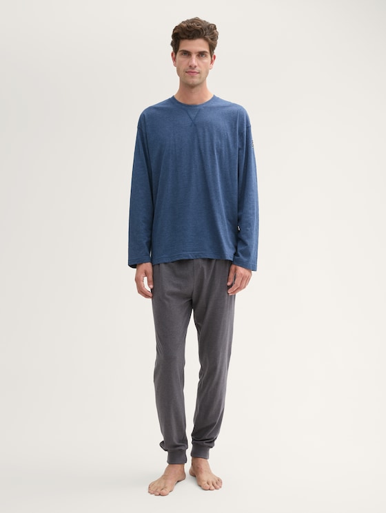 Pyjama trousers with drawstring by Men, grey-dark-melange