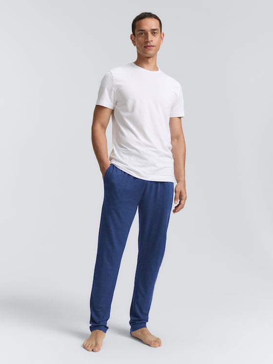 Pyjama-Hose in Melange-Optik von Men, blue-medium-solid