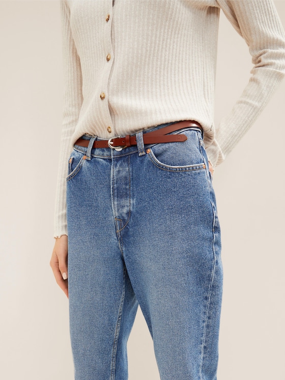 Schmaler Ledergürtel von Denim Female, light brown uni