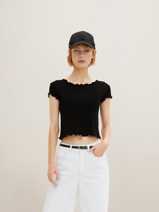 Ceinture fine en cuir par Denim Female, black uni