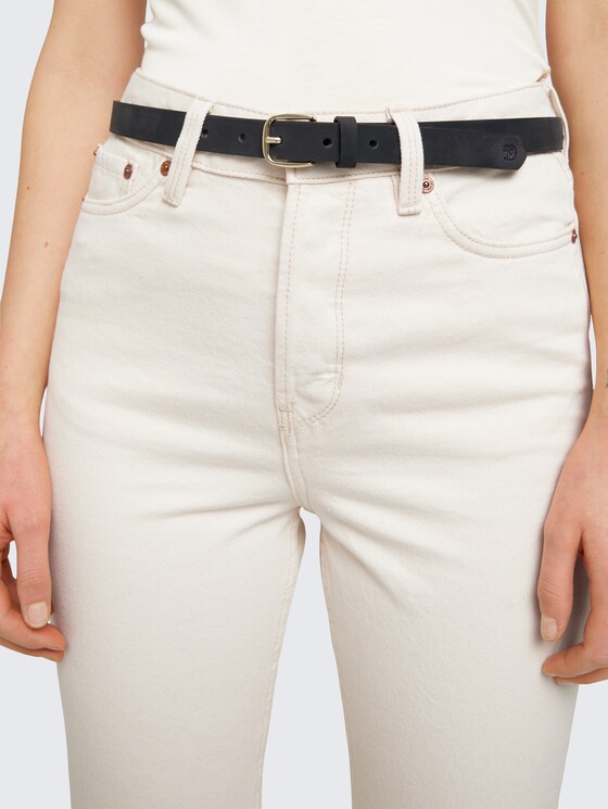 Ceinture fine en cuir par Denim Female, black uni