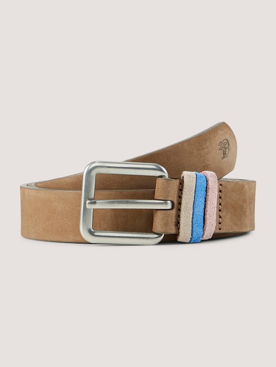 Suede belt with coloured loops