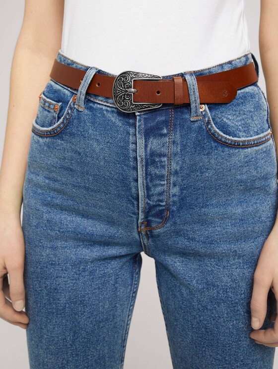 Verzierter Ledergürtel - Frauen - light brown uni Verzierter Ledergürtel - Frauen - light brown uni - 5 - TOM TAILOR Denim