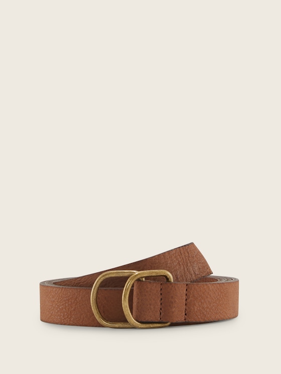 Ceinture en cuir avec fermeture à anneau en D par Denim Female, light brown uni