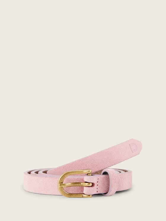 Ceinture fine en cuir par Denim Female, rose uni