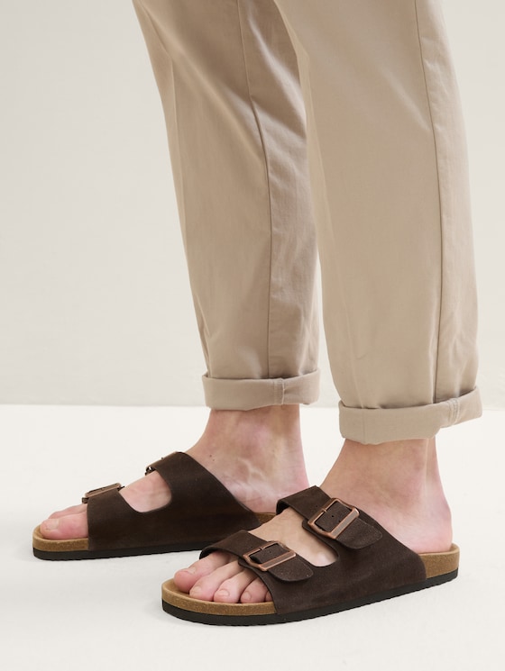 Leder-Sandalen von Men, dk brown