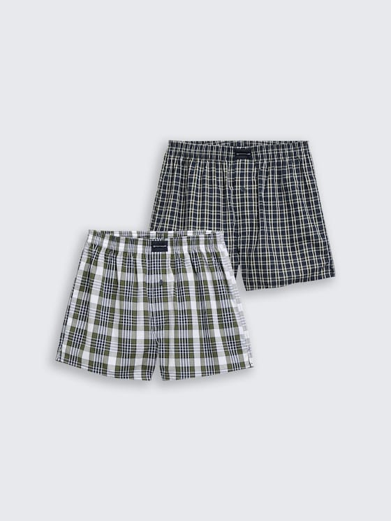 Mittellange Boxershorts mit Karomuster im 2er-Pack von Men, green-dark-check