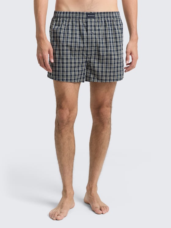 Halflange boxershorts met ruitpatroon in een 2-pack door Men, green-dark-check