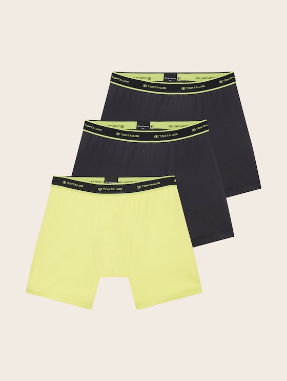 Mittellange Boxershorts im 3er-Pack von Men, gelb-dunkel-uni