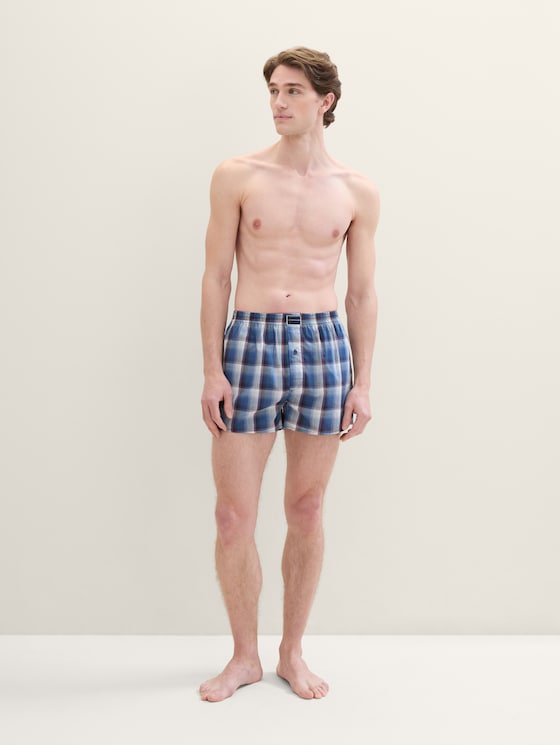 Mittellange Boxershorts aus Baumwolle im 2er-Pack von Men, blue-medium-check