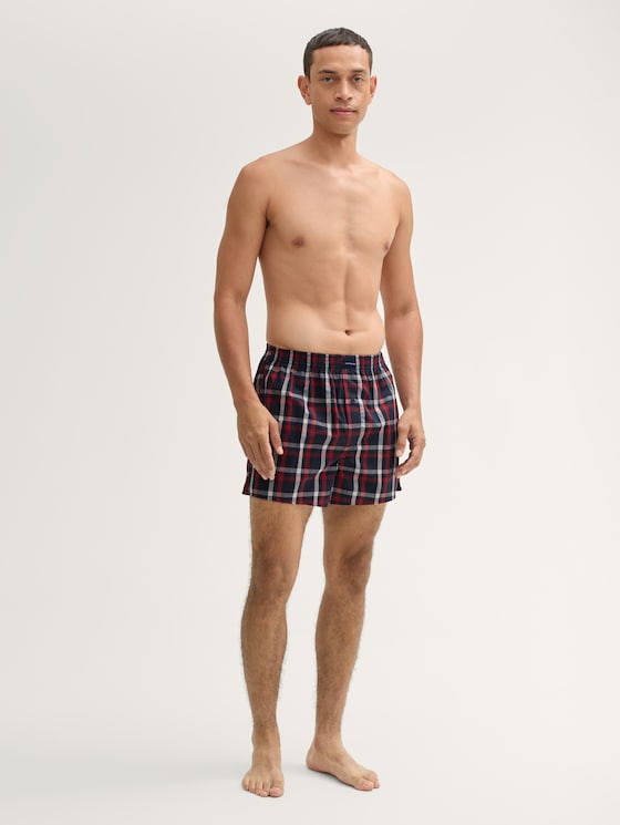 Mittellange Boxershorts aus Baumwolle im 2er-Pack von Men, red-dark-check