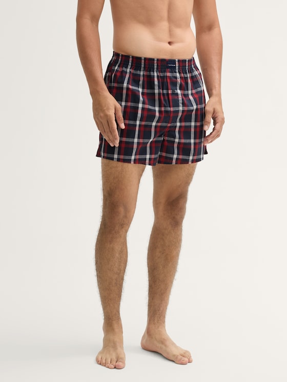 Mittellange Boxershorts aus Baumwolle im 2er-Pack von Men, red-dark-check