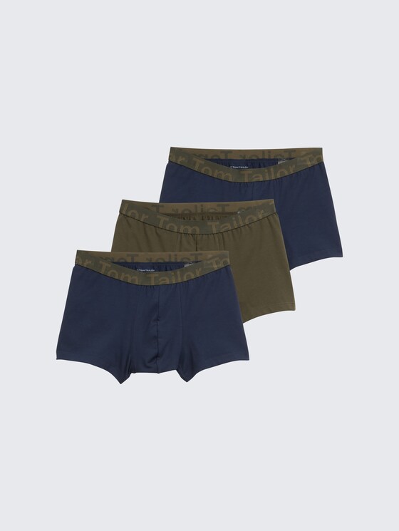 Short boxer shorts in a 3-pack by Men, green-medium-solid