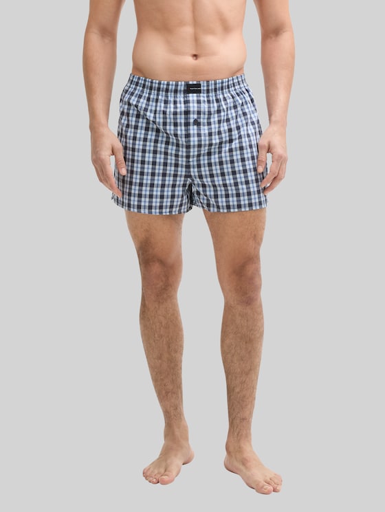 Medium-length boxer shorts with checked pattern in a 2-pack in