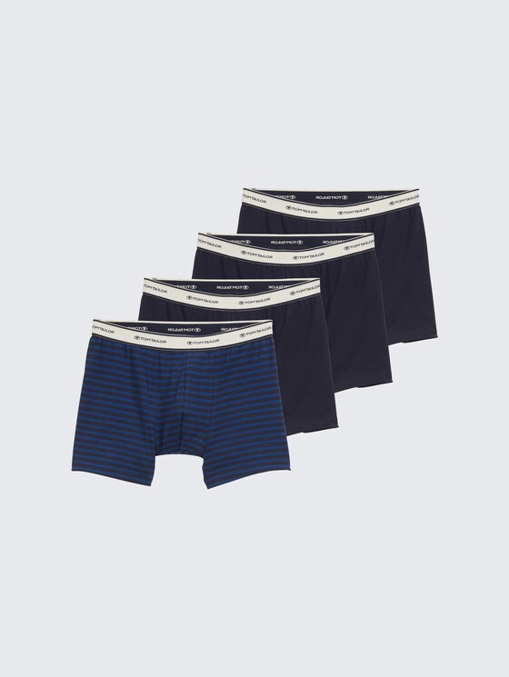 Medium-length boxer shorts in a 4-pack by Men, blue stripe