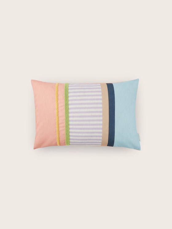 Woven decorative cushion cover with a striped pattern