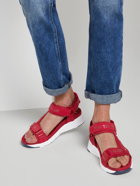 red velcro sandals