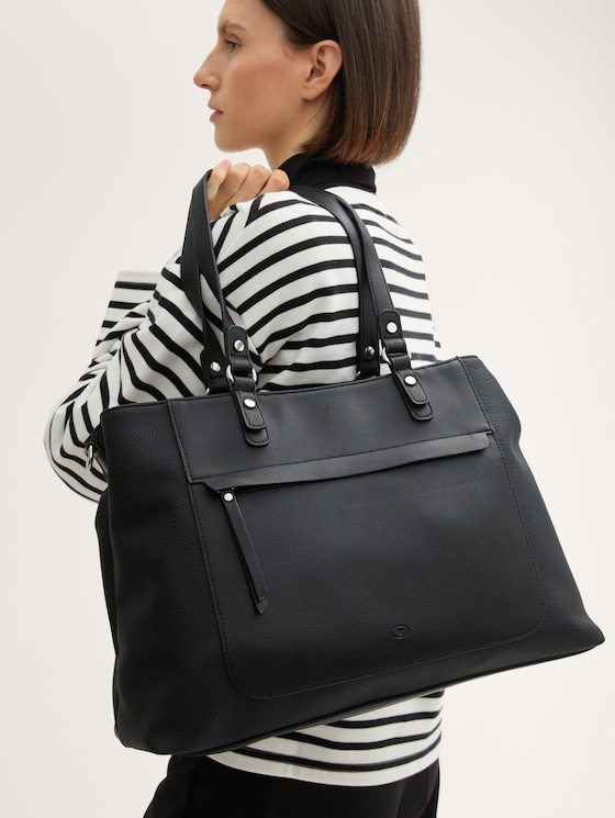 TTLAREA L shopper with material mix by Women, schwarz / black