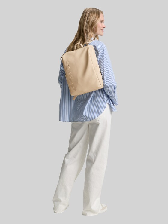 TTROSA M Rucksack in Canvas-Optik mit Logoprägung in beige von Tom Tailor