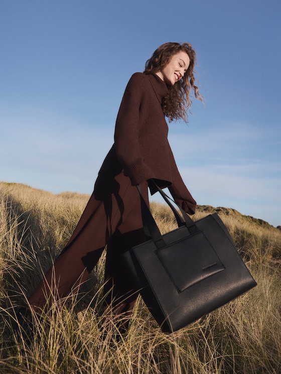 TTAISHA L shopper made from imitation leather by Denim Female, schwarz / black