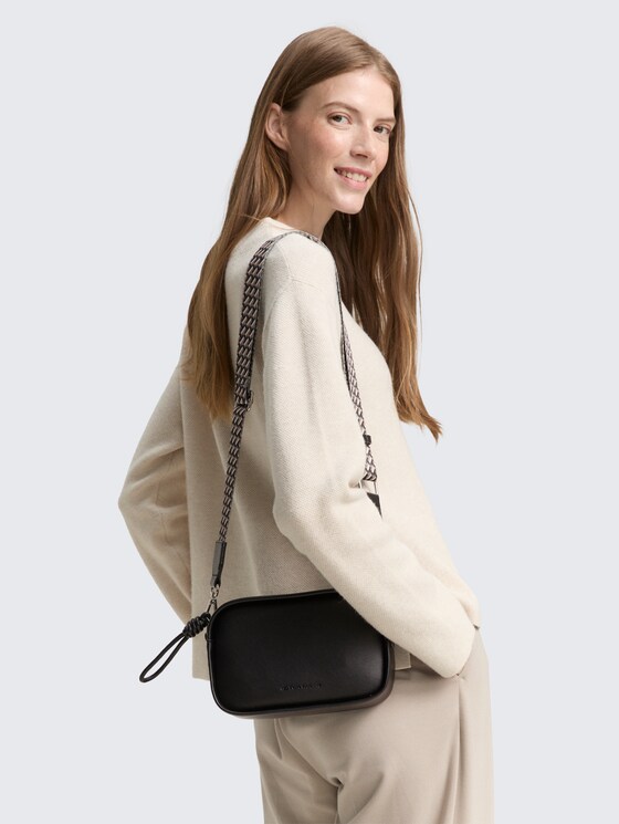 TTTATIANA shoulder bag with patterned woven strap by Women, schwarz / black