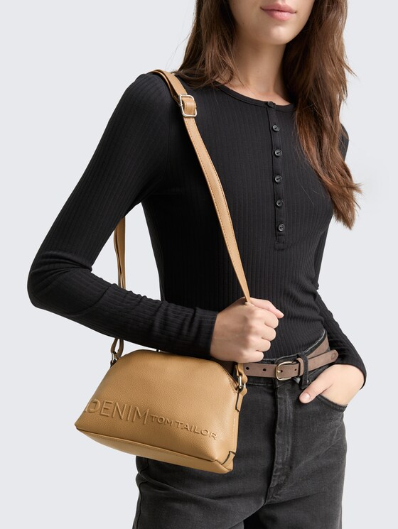 TTZEPHYRA S Umhängetasche mit Silikon-Logoprint von Denim Female, camel / camel nature