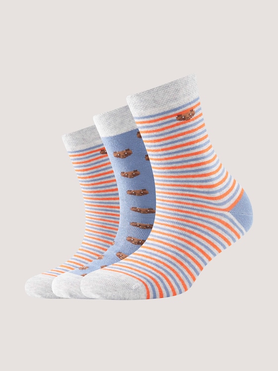 Socken im Dreierpack mit Motivprint von Unisex, jeans blue