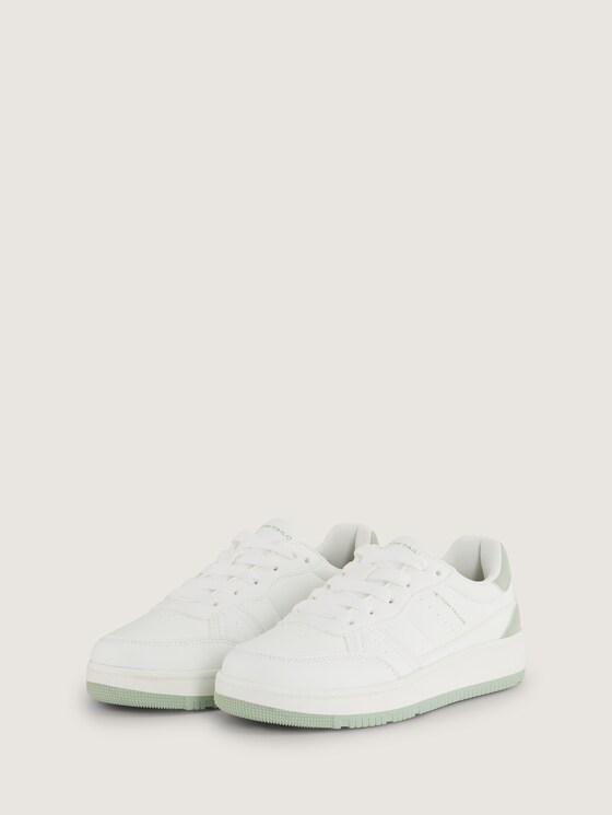 Trainers with colour details by Teen Girls, white-green