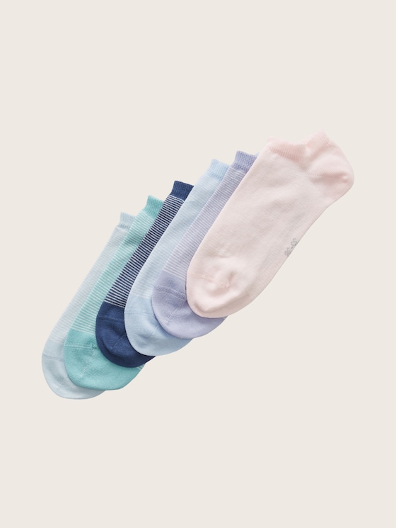 Set van 6 sneakersokken met streepdetail door Women, black -grey-white